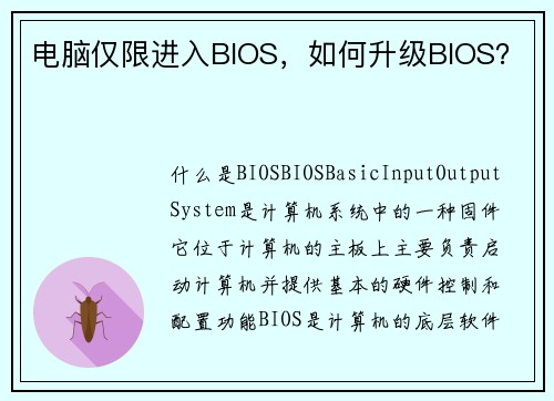 电脑仅限进入BIOS，如何升级BIOS？
